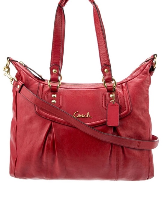 Coach Handbags - Coach Ashley Signature Cherry Red Leather Satchel/Shoulder Bag